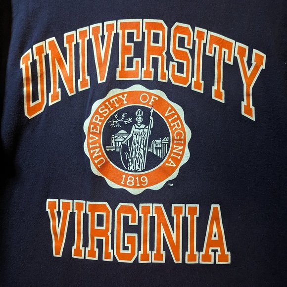 Vintage 90s University of Virginia Navy Blue T-Shirt size XL - Picture 2 of 4